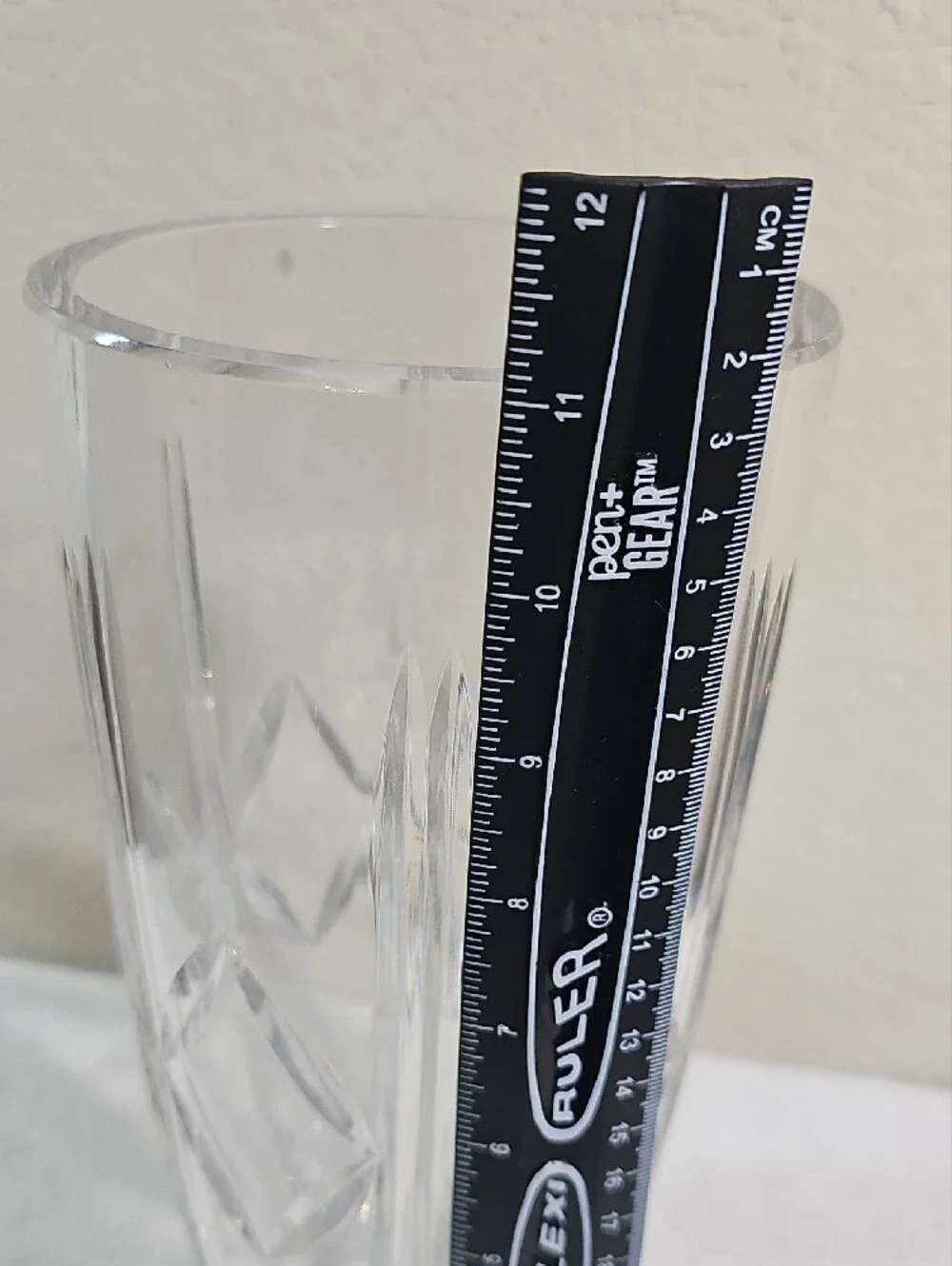 Vintage Crystal Cut Glass Vase Geometric Cuts Over 5 Pounds 11